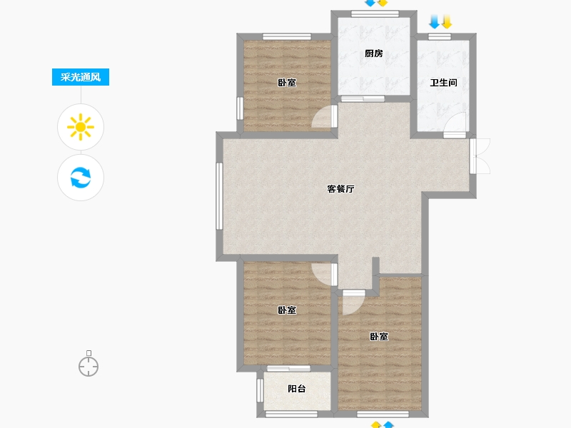 山东省-潍坊市-汶水花园-101.00-户型库-采光通风