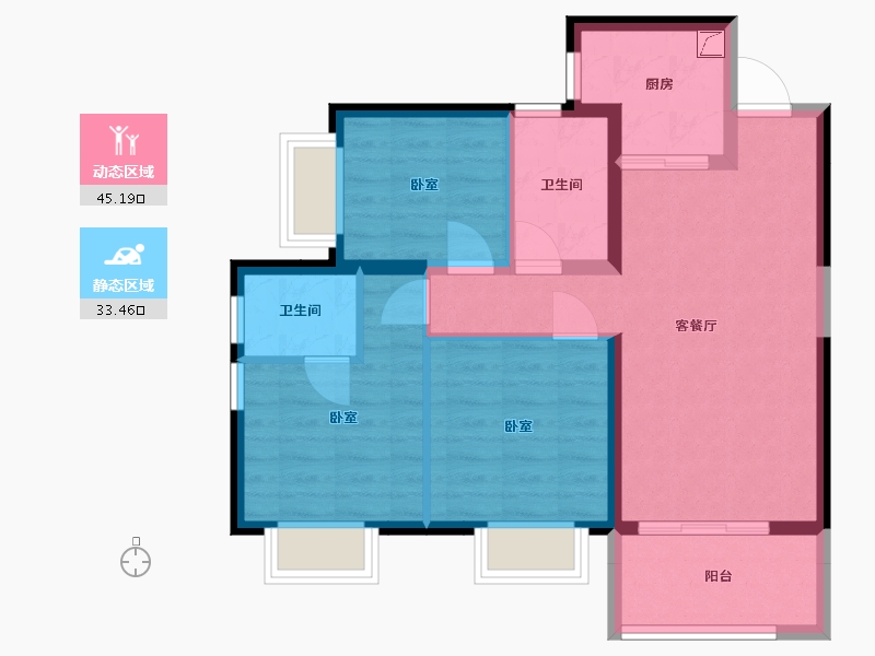 湖南省-常德市-天源星城-69.62-户型库-动静分区