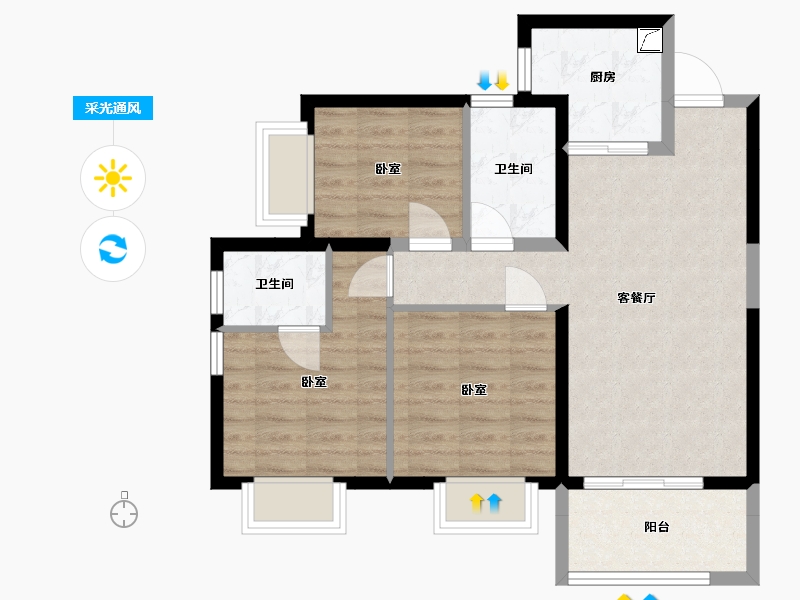 湖南省-常德市-天源星城-69.62-户型库-采光通风