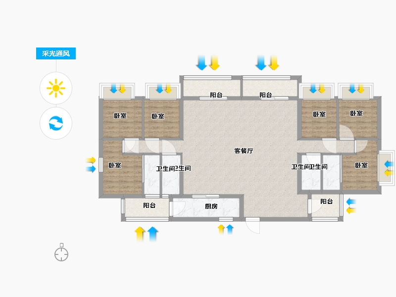 广东省-汕头市-盛荟花园-126.37-户型库-采光通风