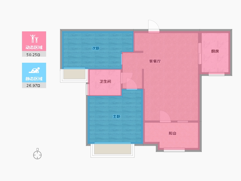 山东省-东营市-万达华府-69.69-户型库-动静分区