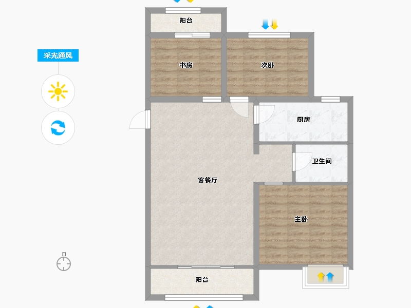 山东省-东营市-万达华府-87.20-户型库-采光通风