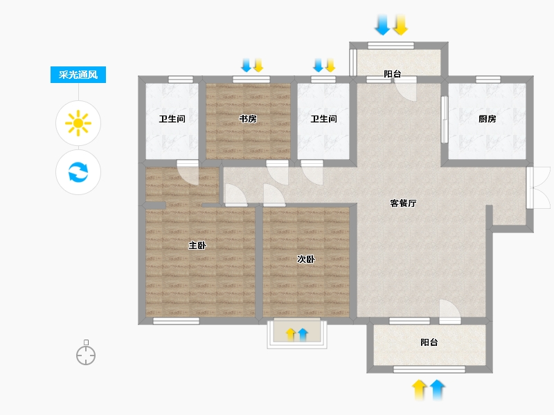 山东省-东营市-万达华府-109.60-户型库-采光通风