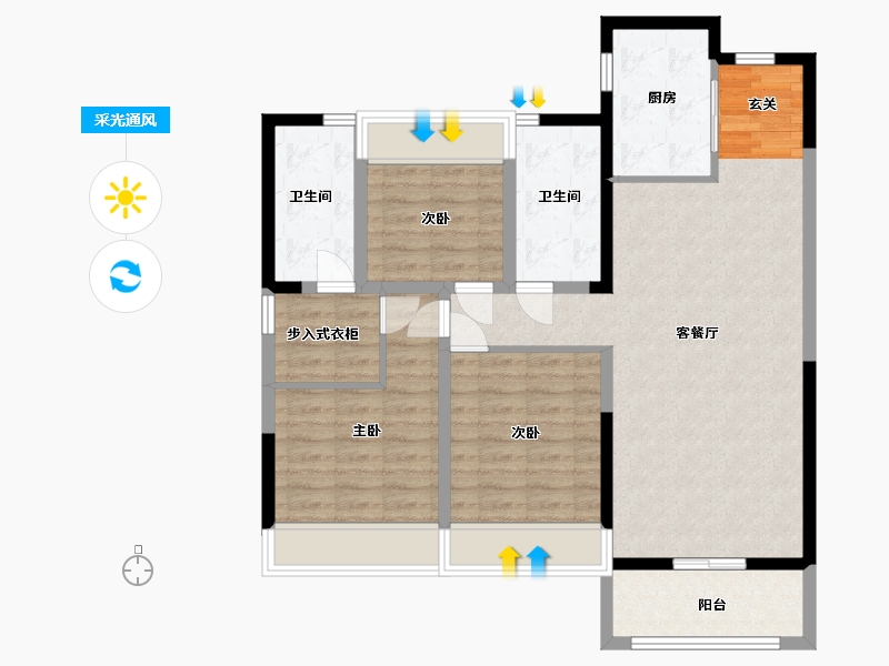 山东省-枣庄市-富翔庄园-93.60-户型库-采光通风