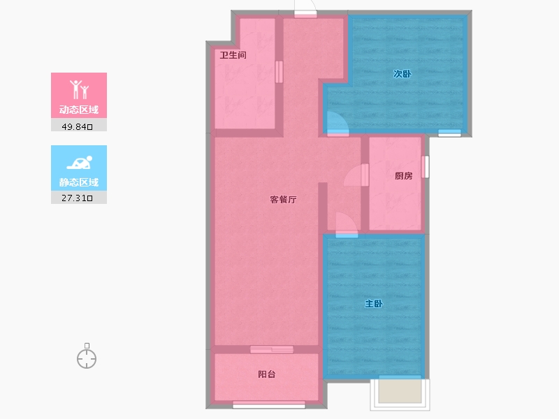 山东省-淄博市-绿茵·名宇桂花园-67.19-户型库-动静分区