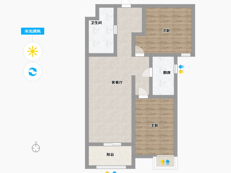 山东省-淄博市-绿茵·名宇桂花园-67.19-户型库-采光通风