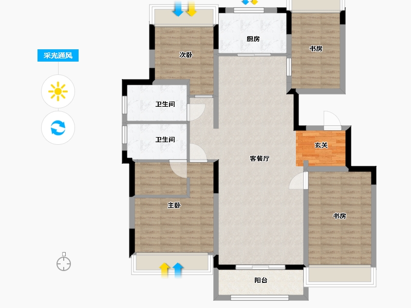 山东省-枣庄市-富翔庄园-117.60-户型库-采光通风