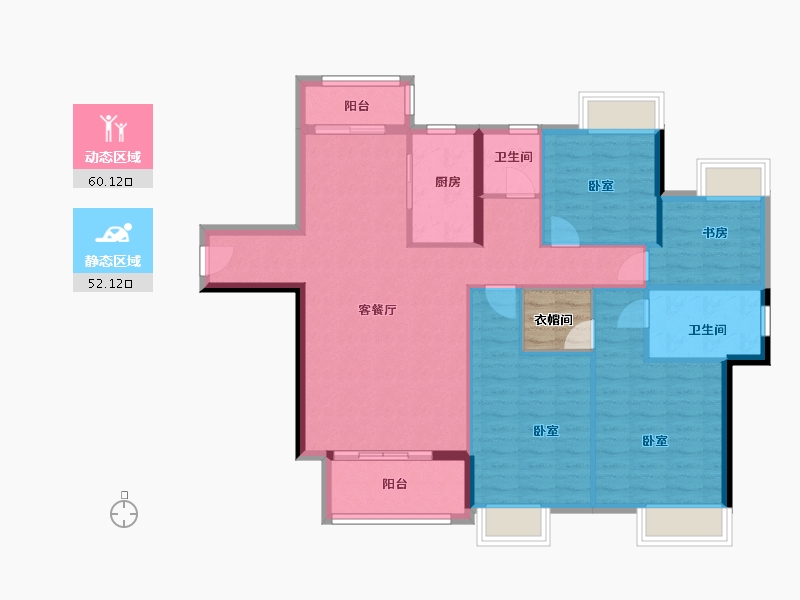 江西省-上饶市-汇成·凡尔赛-104.09-户型库-动静分区