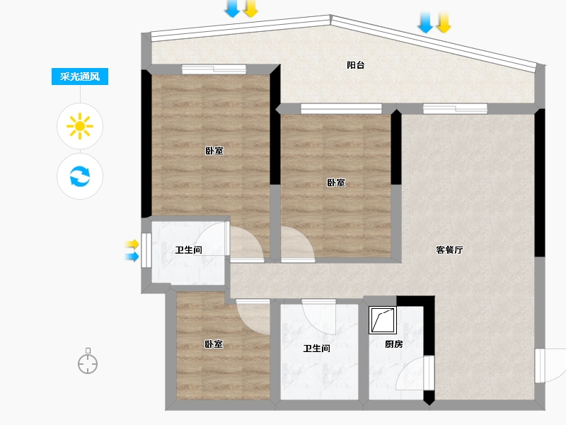 四川省-乐山市-雁和·蓝山湾-70.80-户型库-采光通风