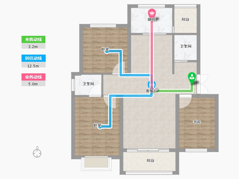 安徽省-黄山市-文庭雅苑-92.00-户型库-动静线