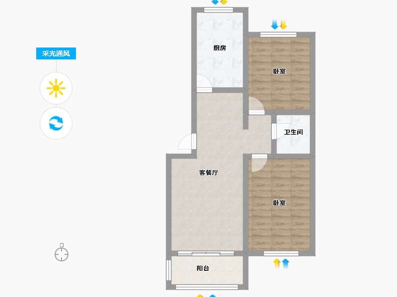 河北省-唐山市-瑞安盛境-69.67-户型库-采光通风