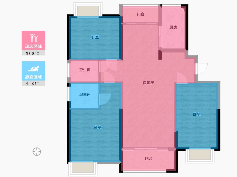 湖南省-常德市-天源星城-88.05-户型库-动静分区