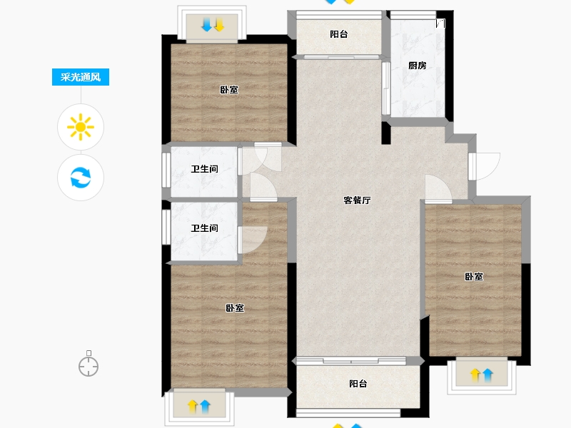 湖南省-常德市-天源星城-88.05-户型库-采光通风