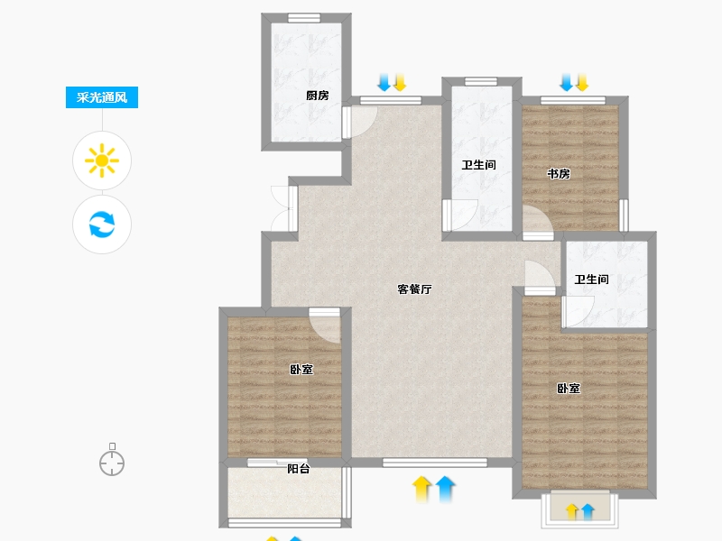 河北省-承德市-航顺·香泉左岸-110.00-户型库-采光通风