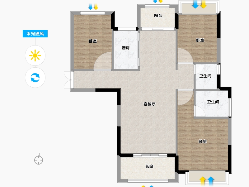 福建省-莆田市-中海国际-106.00-户型库-采光通风