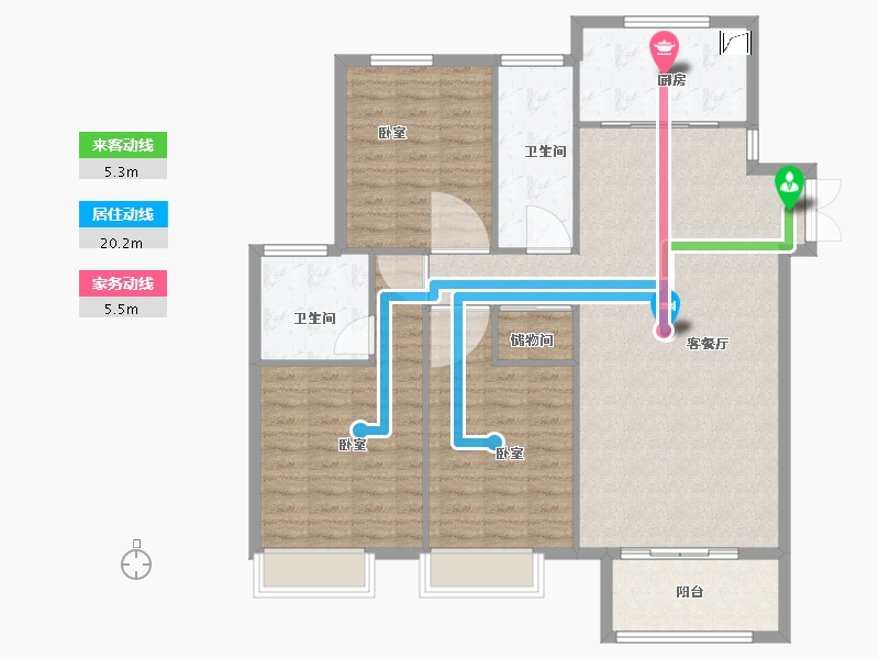 江苏省-扬州市-豪普思卡-117.00-户型库-动静线