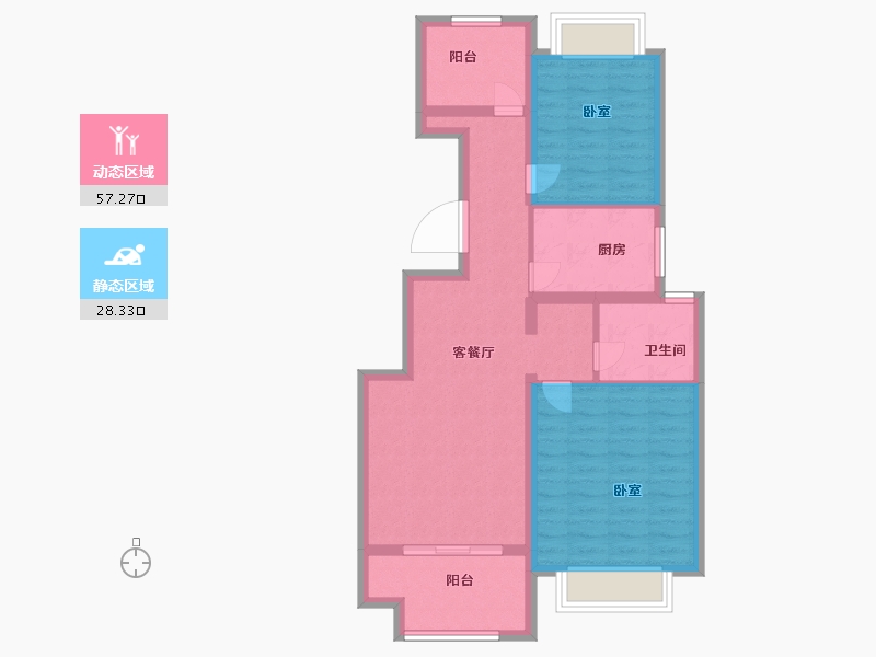 江苏省-扬州市-万科金域华府-76.00-户型库-动静分区