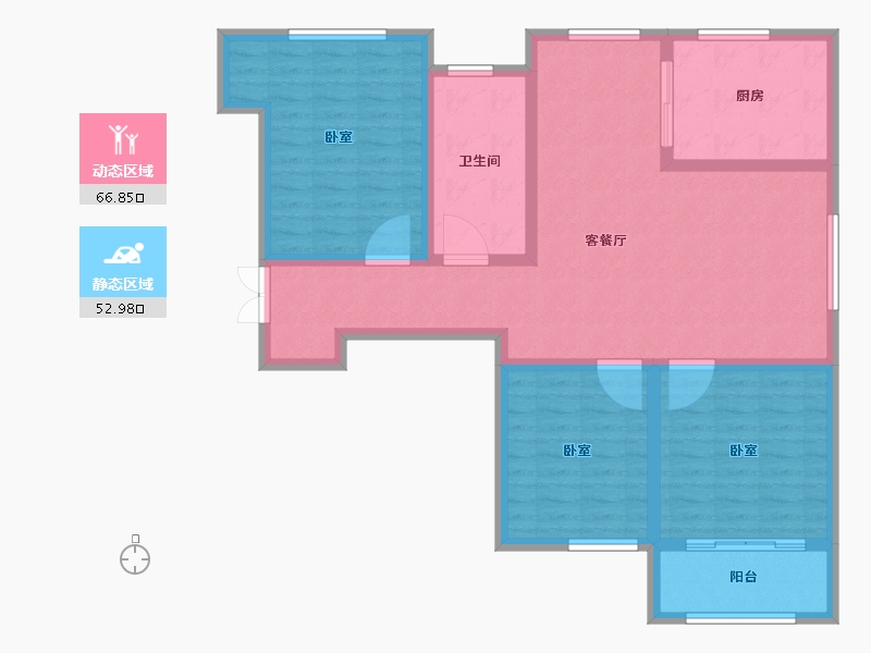 山东省-潍坊市-中和香槟花园-107.51-户型库-动静分区