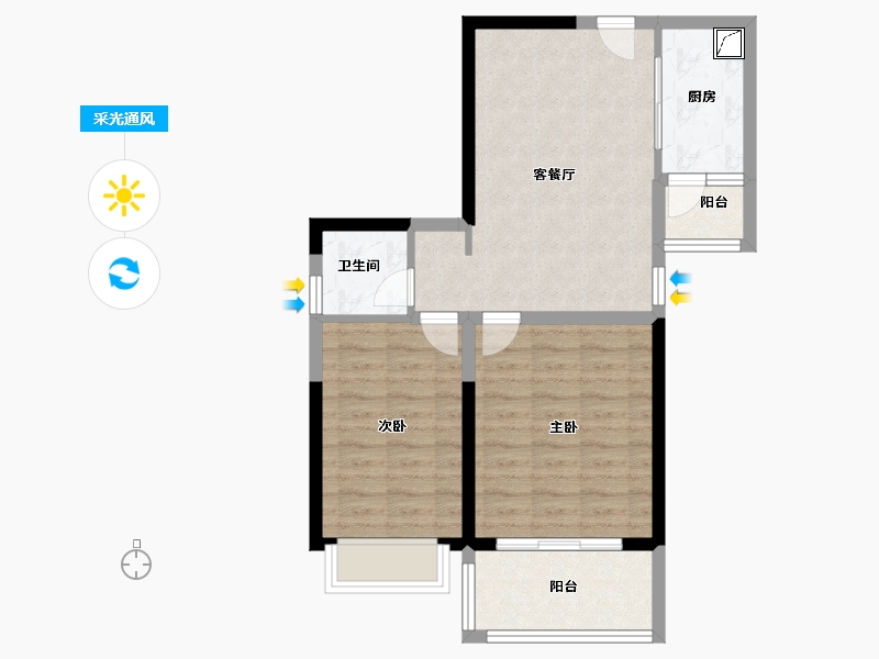 江苏省-无锡市-蔚蓝滨江-65.00-户型库-采光通风