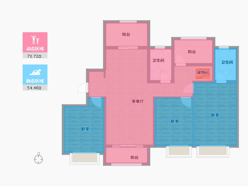 江苏省-扬州市-万科金域华府-115.00-户型库-动静分区