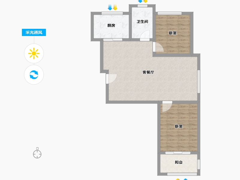 山东省-潍坊市-中和香槟花园-78.00-户型库-采光通风