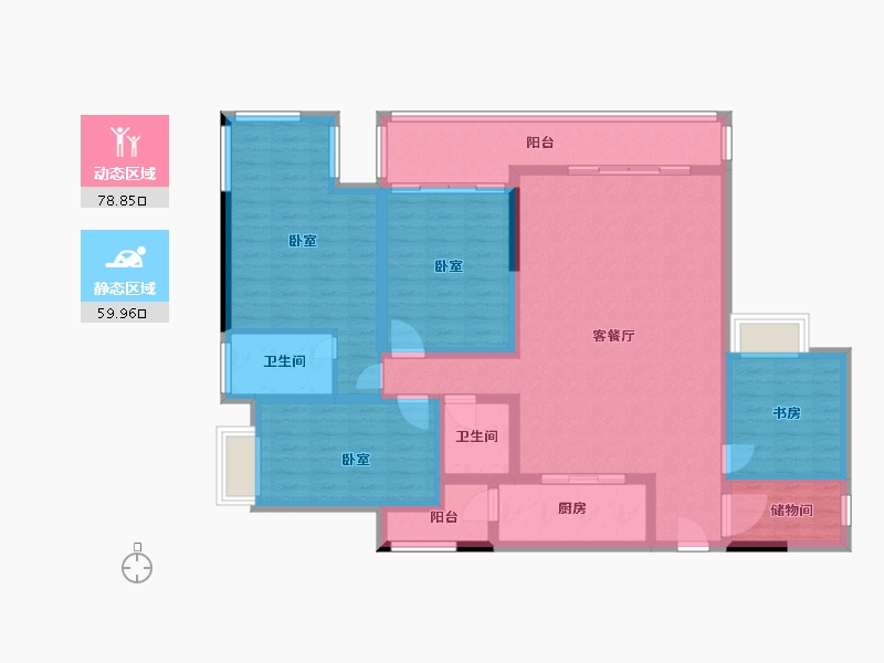 四川省-内江市-世纪滨江4期-124.00-户型库-动静分区