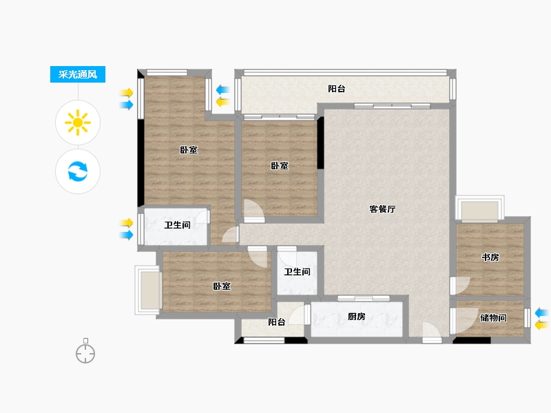 四川省-内江市-世纪滨江4期-124.00-户型库-采光通风