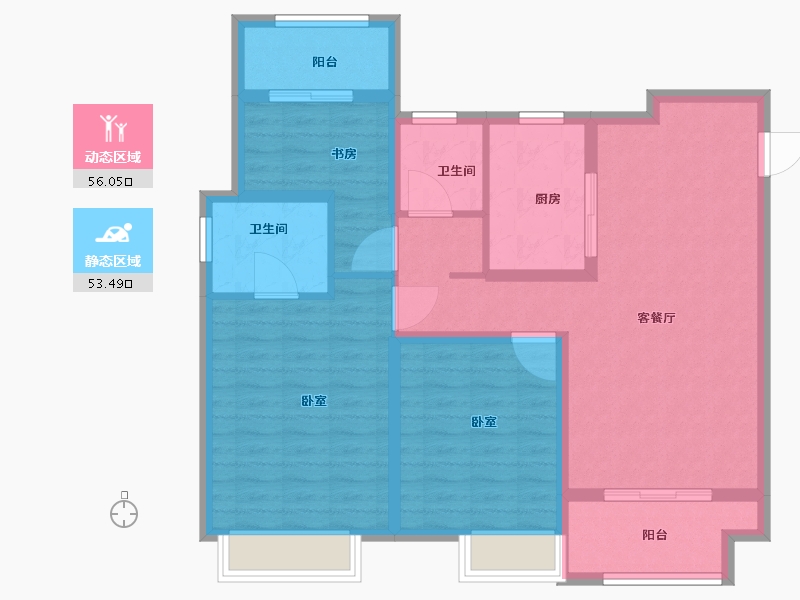 江苏省-扬州市-万科金域华府-98.00-户型库-动静分区