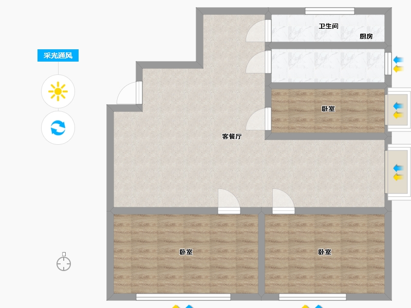 山东省-日照市-裕升璞院-90.35-户型库-采光通风