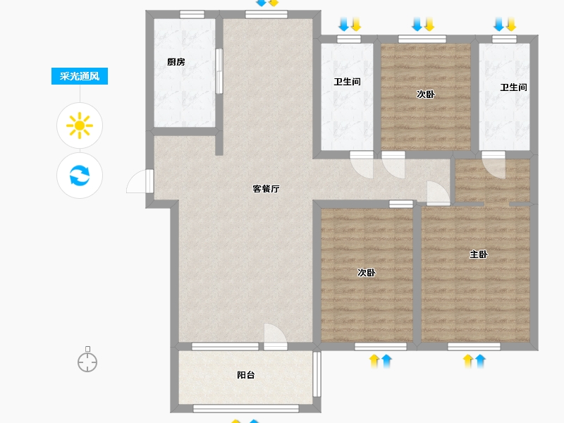 山东省-淄博市-方正·凤凰国际-112.00-户型库-采光通风