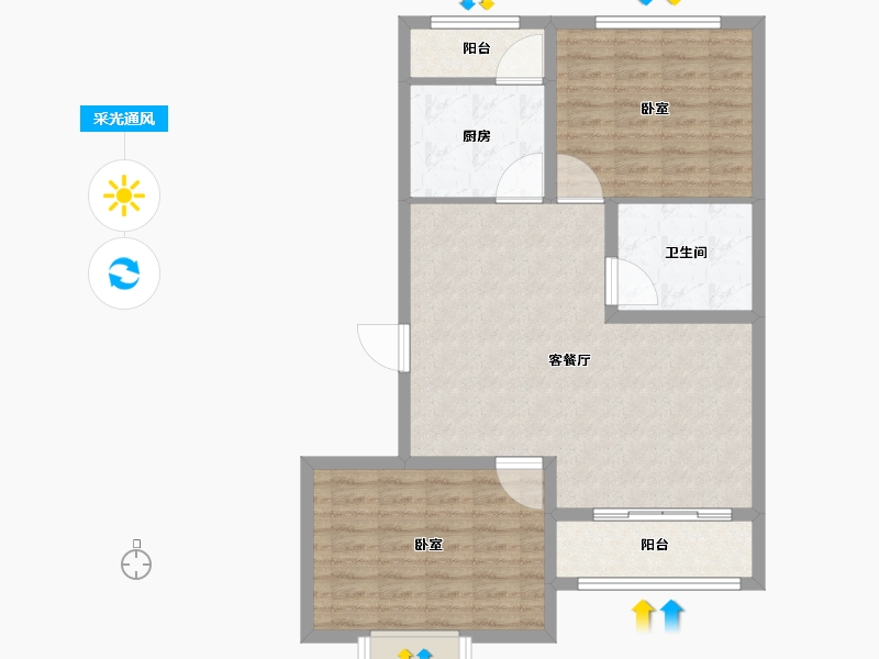 山东省-潍坊市-益新苑-83.00-户型库-采光通风