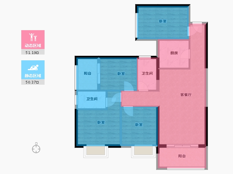 湖南省-常德市-天源星城-90.87-户型库-动静分区