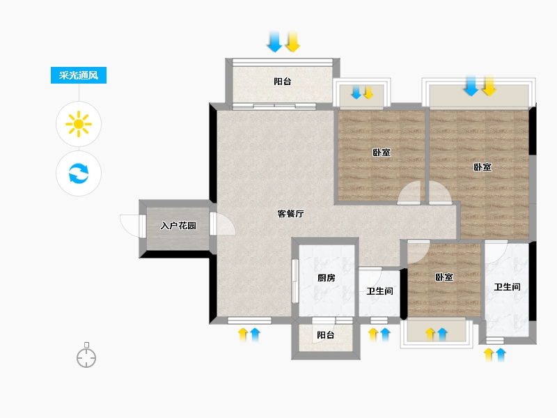 贵州省-遵义市-美的城-83.29-户型库-采光通风