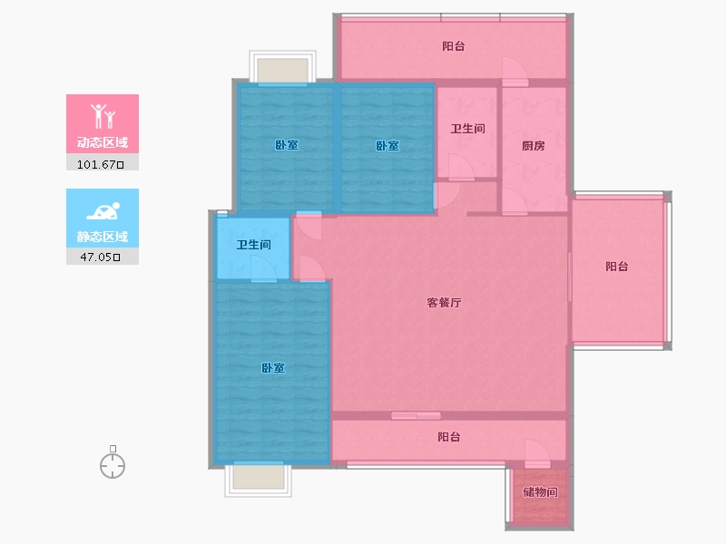 广东省-汕头市-盛荟花园-134.65-户型库-动静分区