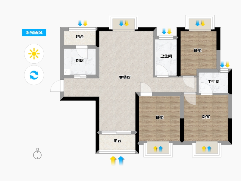 湖南省-常德市-天源星城-69.01-户型库-采光通风