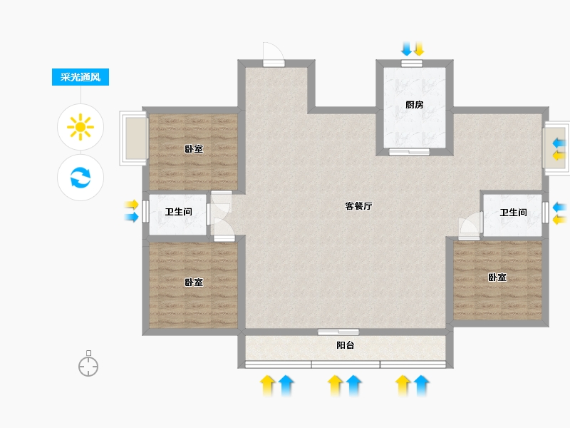 广东省-汕头市-盛荟花园-122.39-户型库-采光通风