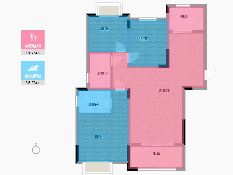 江西省-上饶市-绿野·幸福里-82.96-户型库-动静分区