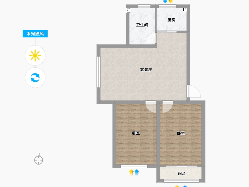 河北省-唐山市-瑞安盛境-70.06-户型库-采光通风