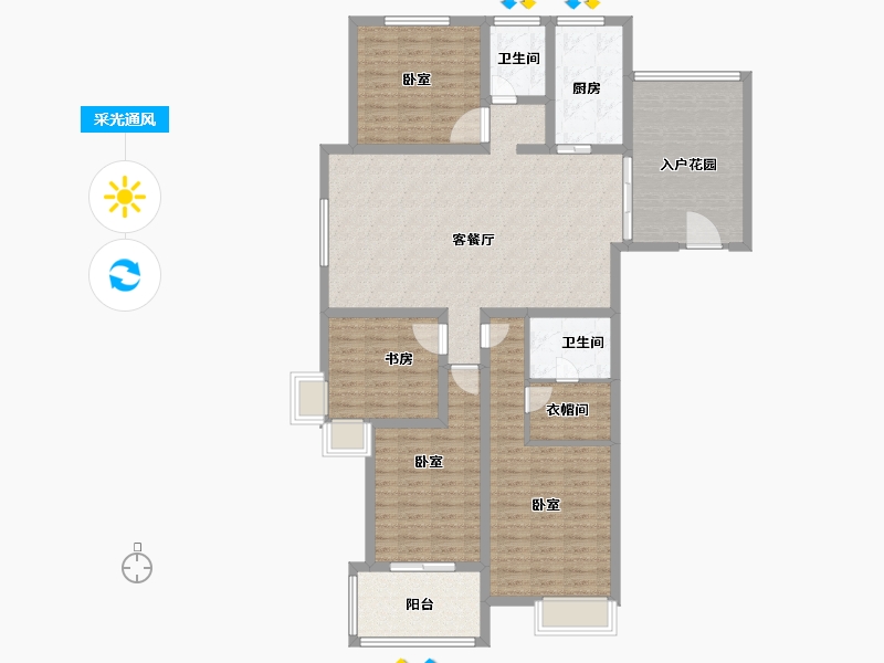 山东省-济南市-舜奥华府-136.35-户型库-采光通风