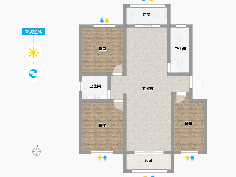 河北省-唐山市-瑞安盛境-97.70-户型库-采光通风