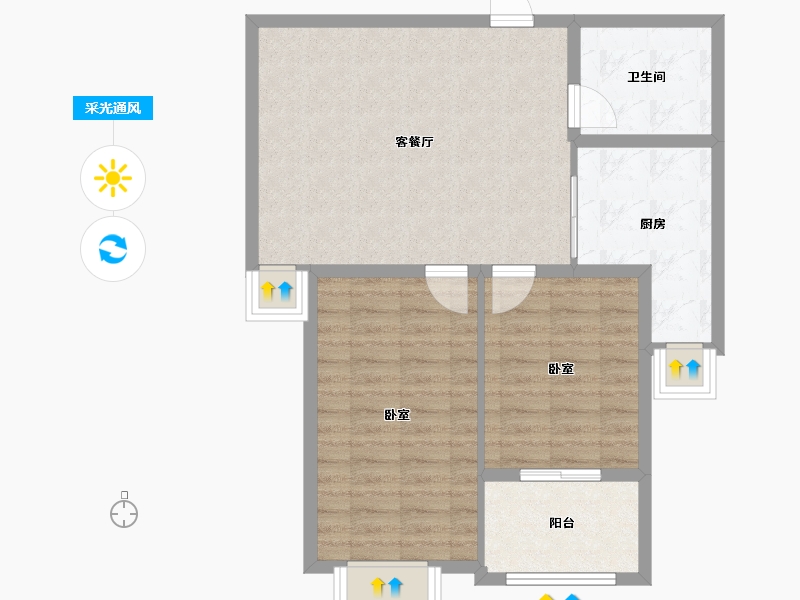 山东省-潍坊市-益新苑-74.77-户型库-采光通风