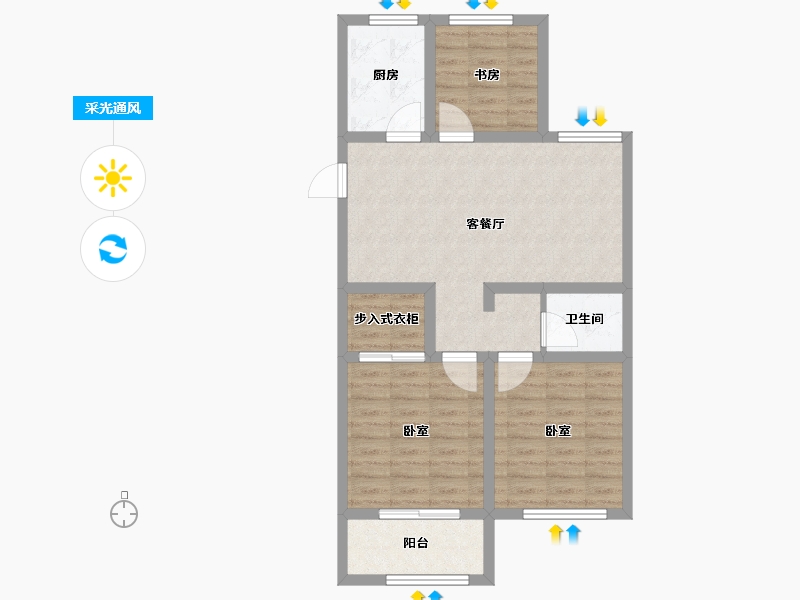 山东省-潍坊市-和扬万悦城-74.59-户型库-采光通风