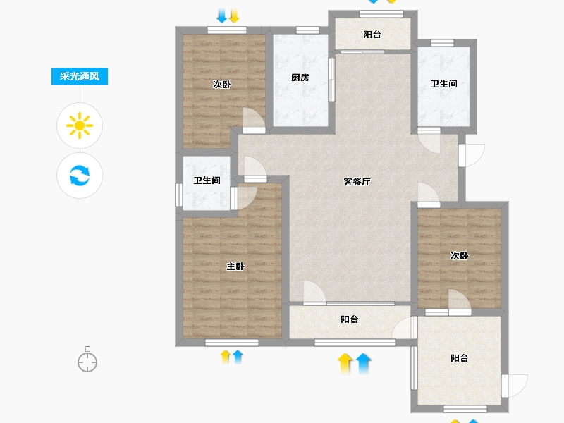 山东省-淄博市-方正·凤凰国际-112.19-户型库-采光通风