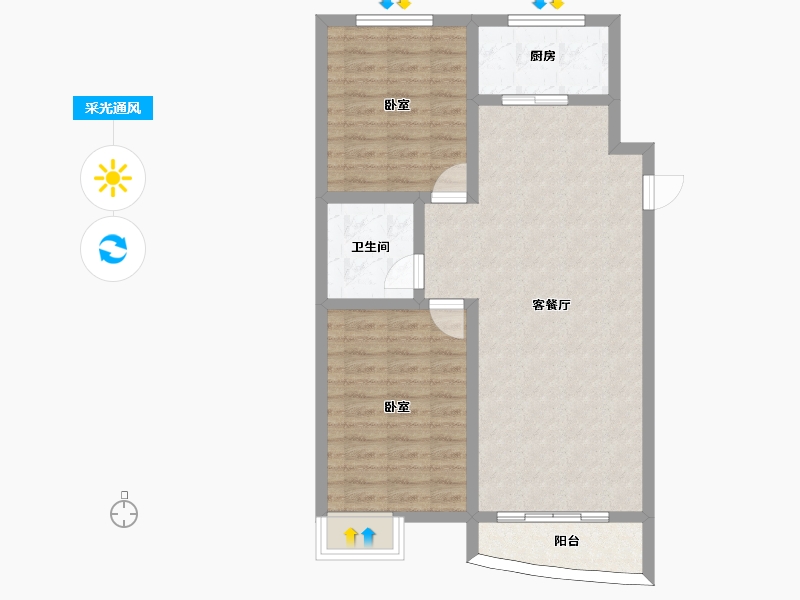 山东省-潍坊市-巨能嘉苑-76.55-户型库-采光通风