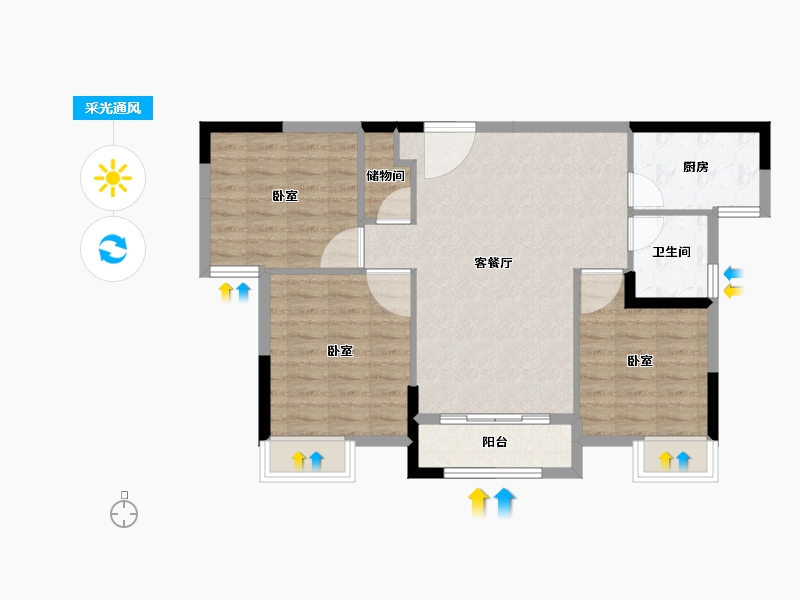 安徽省-阜阳市-苏州庄园-79.99-户型库-采光通风