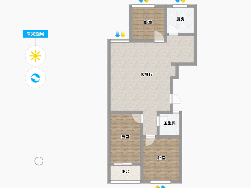 山东省-潍坊市-元和新城-86.00-户型库-采光通风