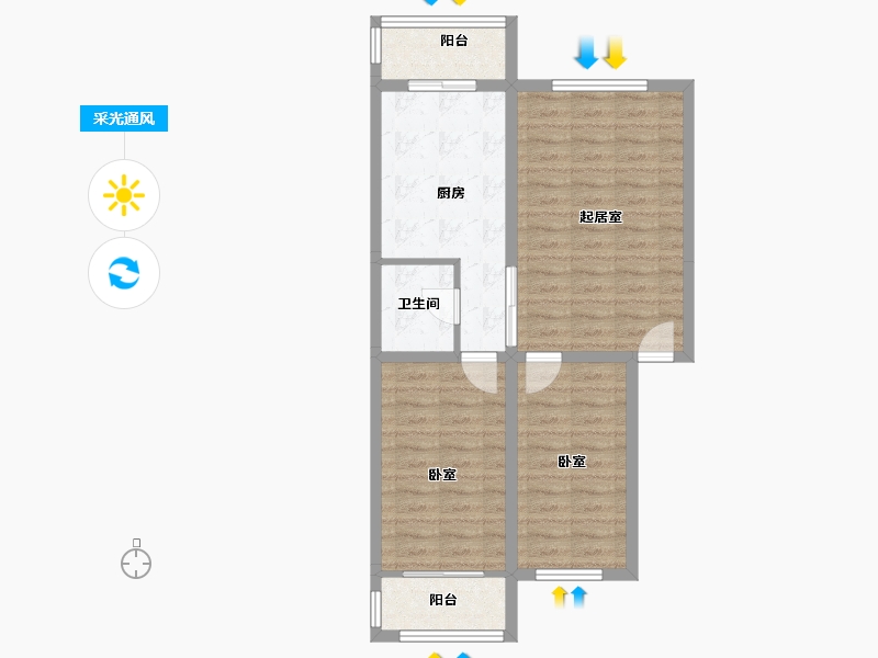 河北省-唐山市-瑞安盛境-68.41-户型库-采光通风