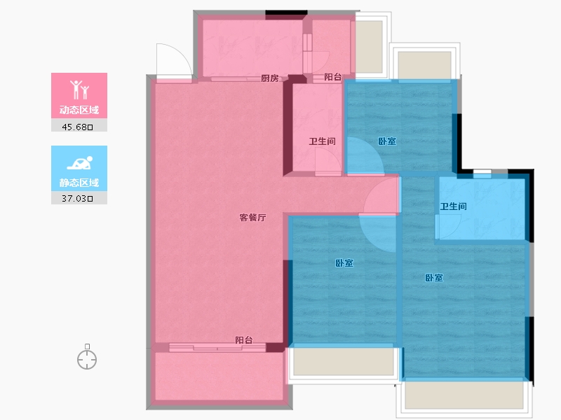 广东省-广州市-花语水岸-74.01-户型库-动静分区