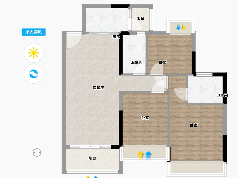 广东省-广州市-花语水岸-86.01-户型库-采光通风