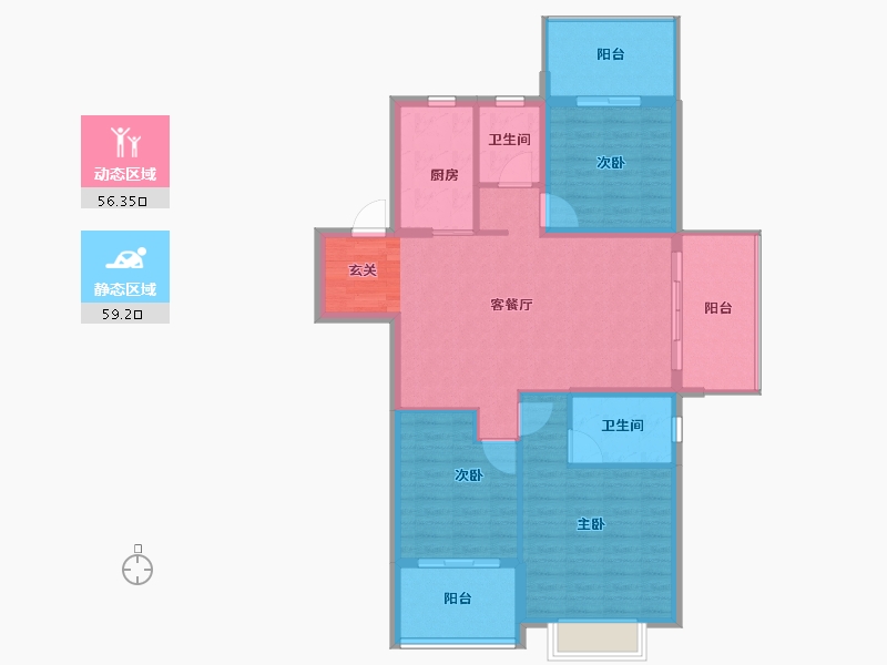 山东省-烟台市-银和怡海国奥天地-105.00-户型库-动静分区